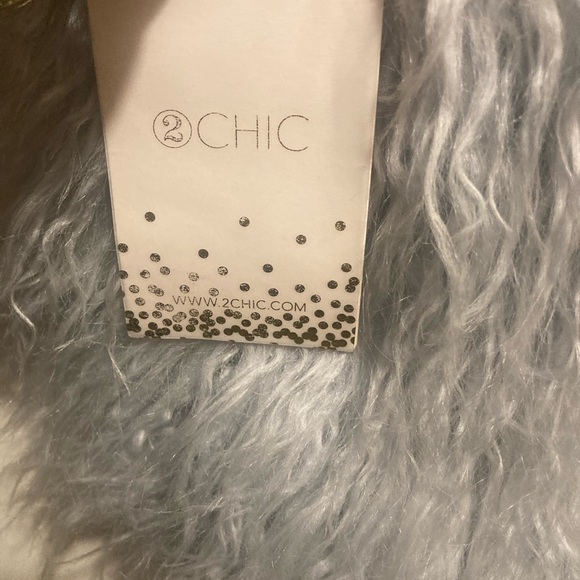 2 Chic Gray Faux Fur Crossbody Bag - Picture 3 of 6